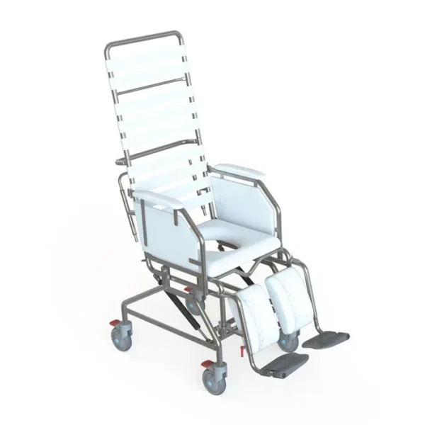 KCare Tilt in Space Attendant Propelled Shower Commode with Removeable Arms - 445mm Wide