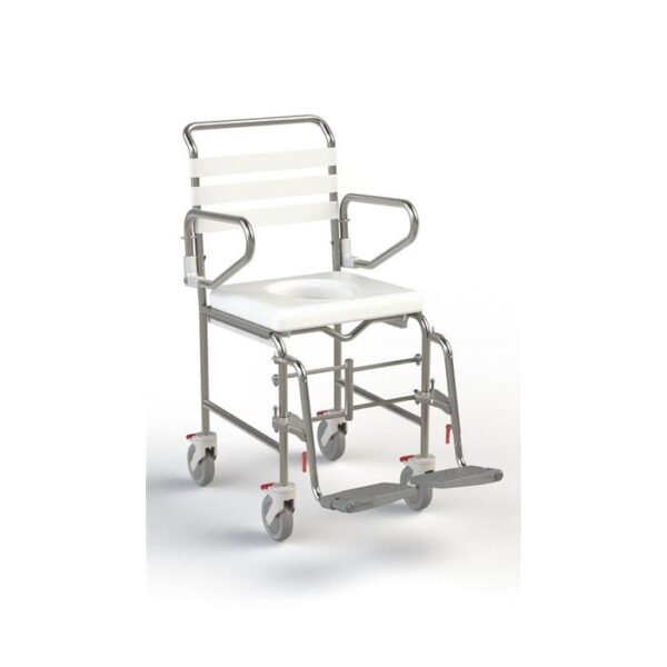 KCare Folding Attendant Propelled Shower Commode with Swing-Away Footrest