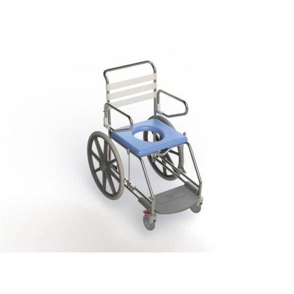 KCare Self Propelled Shower Commode with Swing up Arms and Weight Bearing Footplate
